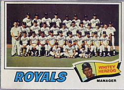 1977 Topps Baseball Cards      371     Kansas City Royals CL/Whitey Herzog